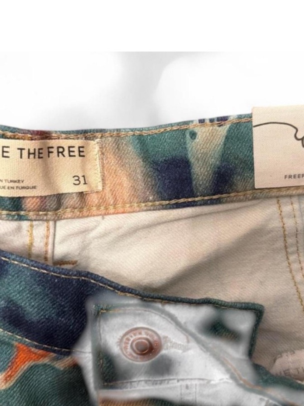 Free People Good Luck Barrel Jeans Pool Floral NWT Size 31 - Picture 5 of 5